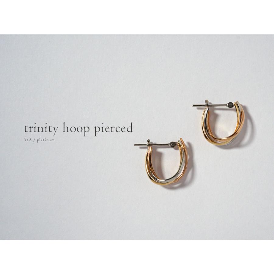 K18/Pt トリニティ フープピアス レディース 18k K18 18金 プラチナ 3