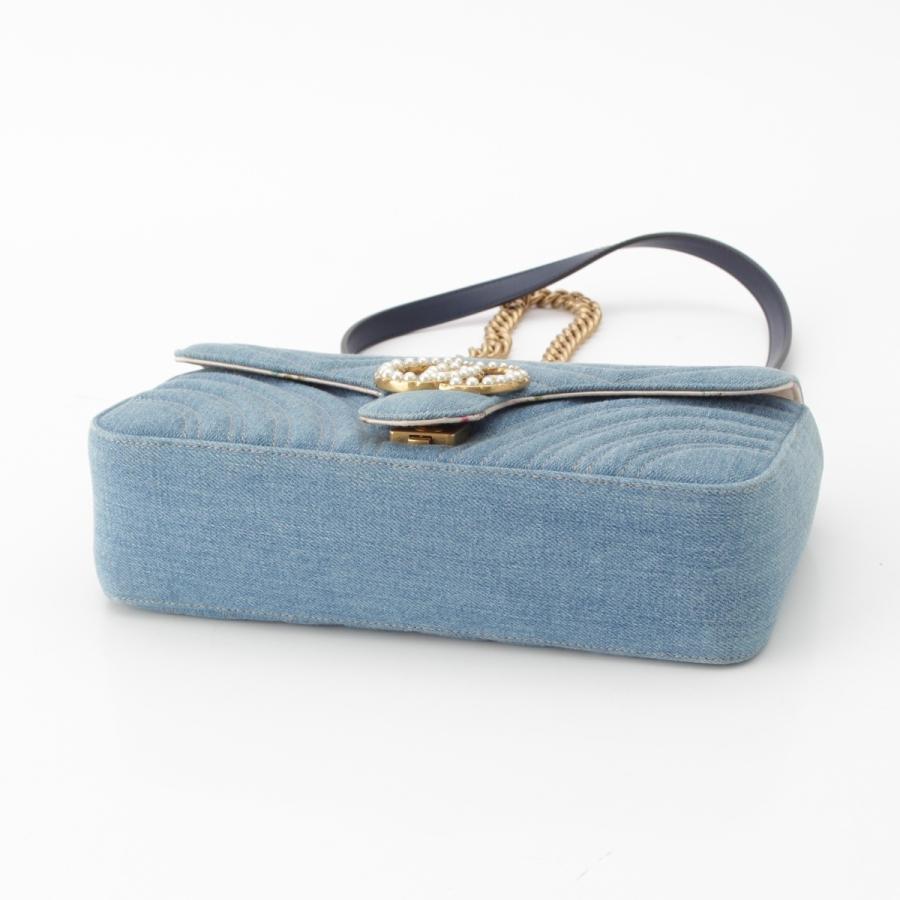 GUCCI（グッチ） GGマーモント デニム パール チェーン ショルダー