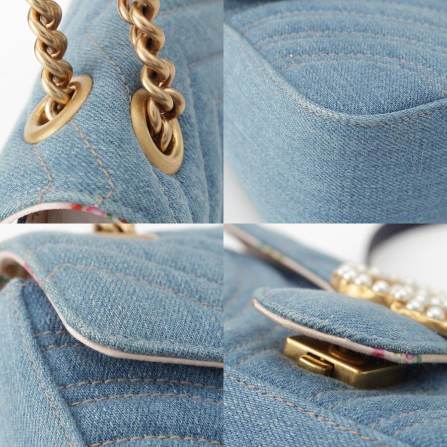 GUCCI（グッチ） GGマーモント デニム パール チェーン ショルダー