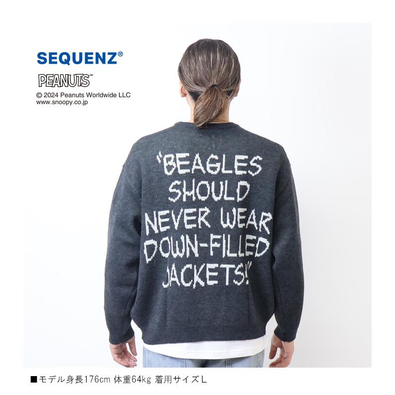 SEQUENZ スヌーピー ジャガード セーター ニット クルーネック メンズ