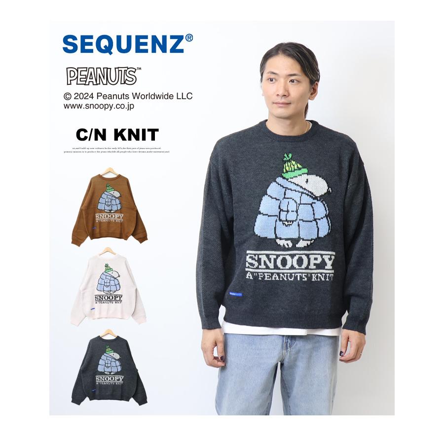 SEQUENZ スヌーピー ジャガード セーター ニット クルーネック メンズ