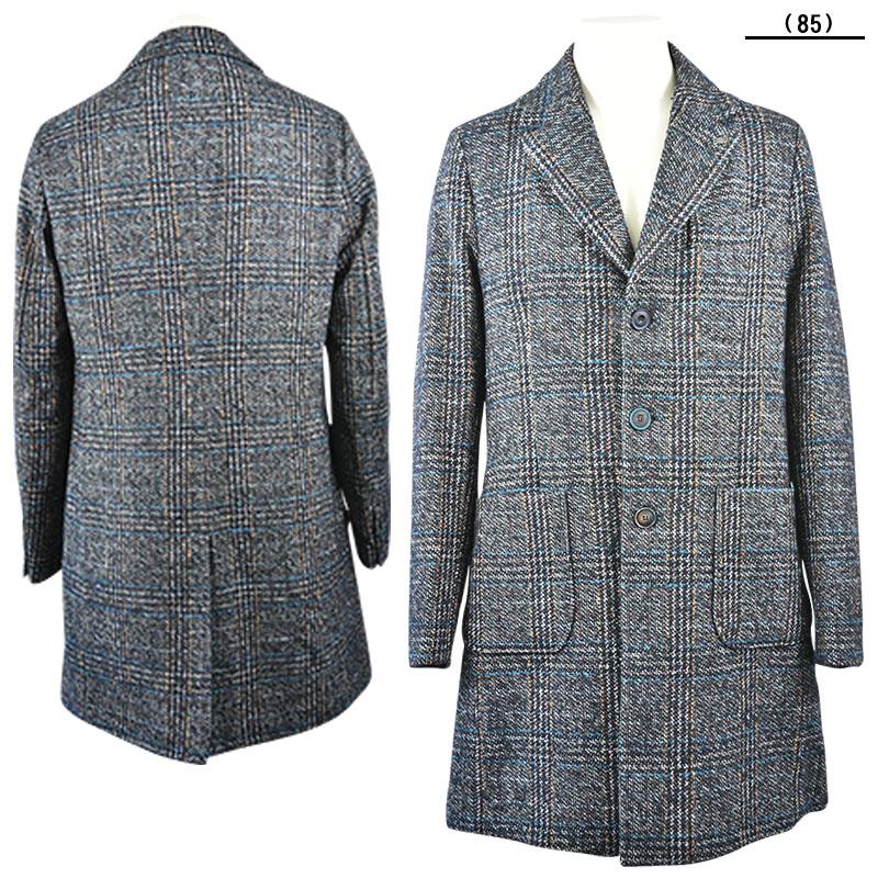 BOB ボブ コート メンズ 秋冬 チェック柄 ロングコート 防寒