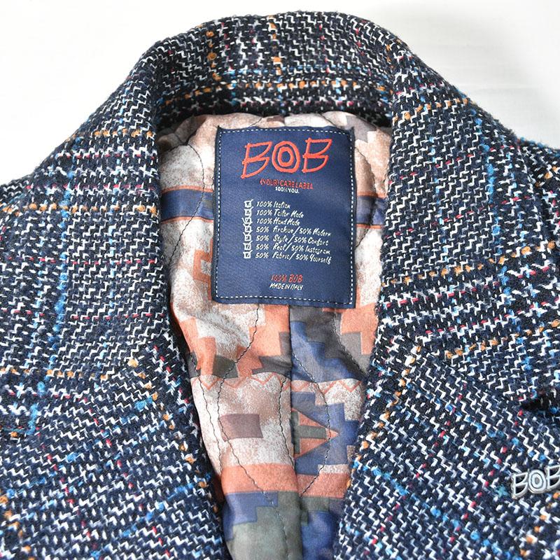 BOB ボブ コート メンズ 秋冬 チェック柄 ロングコート 防寒