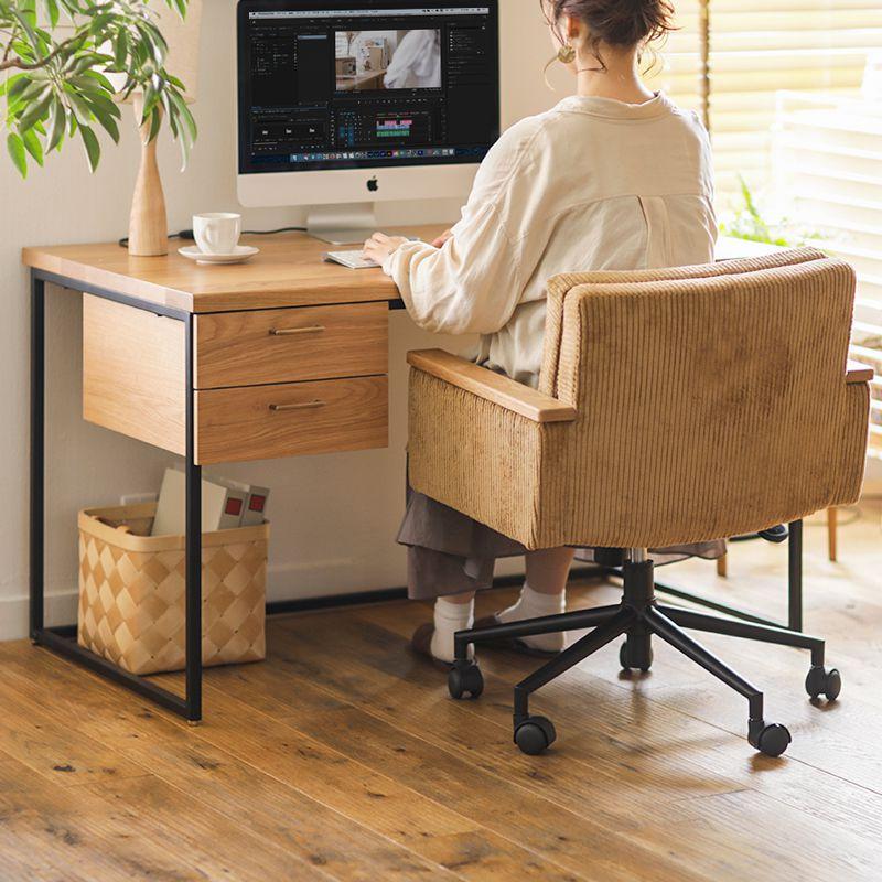 デスク WIRY／NA オフィスデスク パソコンデスク アイアン 真鍮 オーク