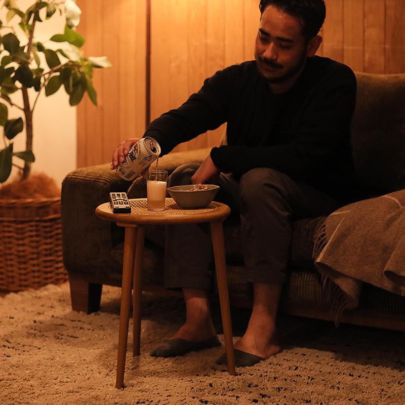 ネストテーブル RattanMix／BR テーブル 円形 木製 オーク 無垢材