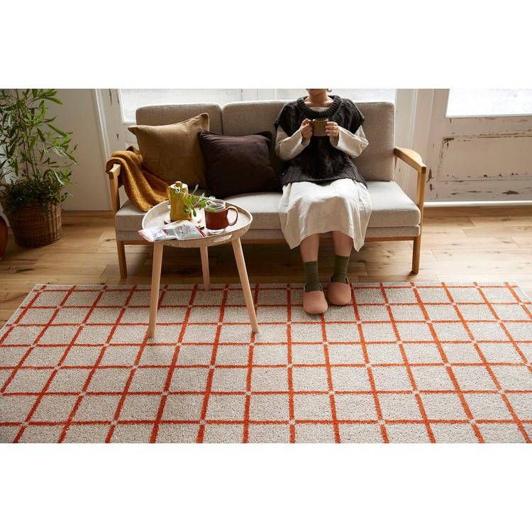日本製 ラグ 185×240cm 滑り止め オセロ チェック柄 カラーライン