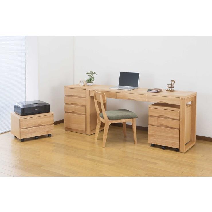 デスク 天然木タモ突板デスク 幅150cm 奥行45cm 引出し 北欧風 長机