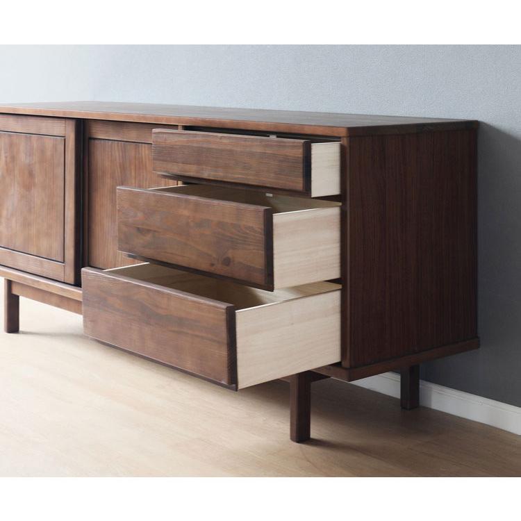 キャビネット 幅161cm サイドボード 脚付き パイン材 ウォールナット