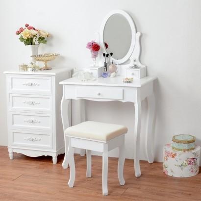 HAGiHARA（萩原） ドレッサー オーバルミラータイプ 幅75cm スツール