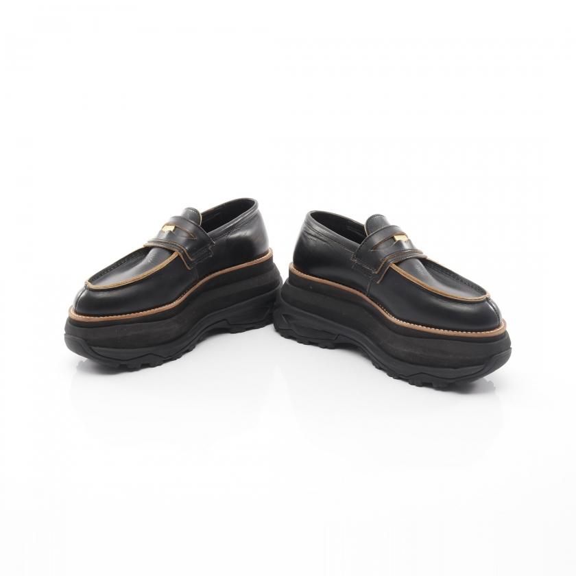 サカイ sacai プラットフォーム コイン ローファー レザー ブラック