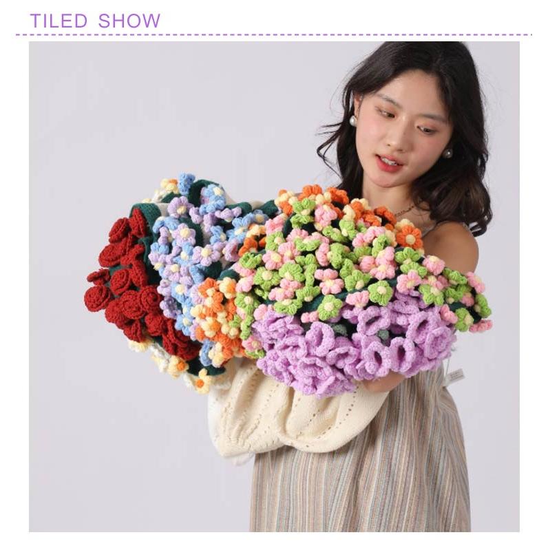 花束ブランケット ヒナギク ブーケブランケット バラ かぎ針編み