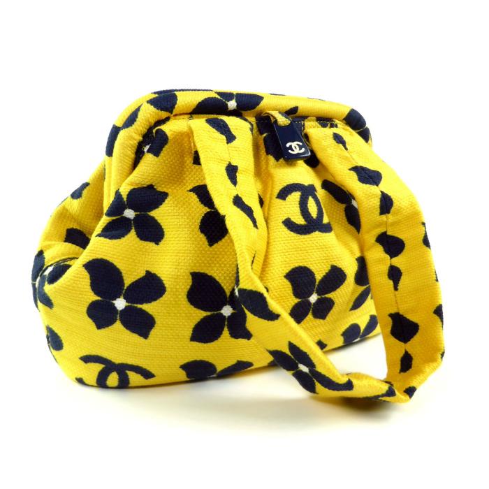 CHANEL（シャネル） 花柄 キャンバス がま口 ハンド バッグ フラワー