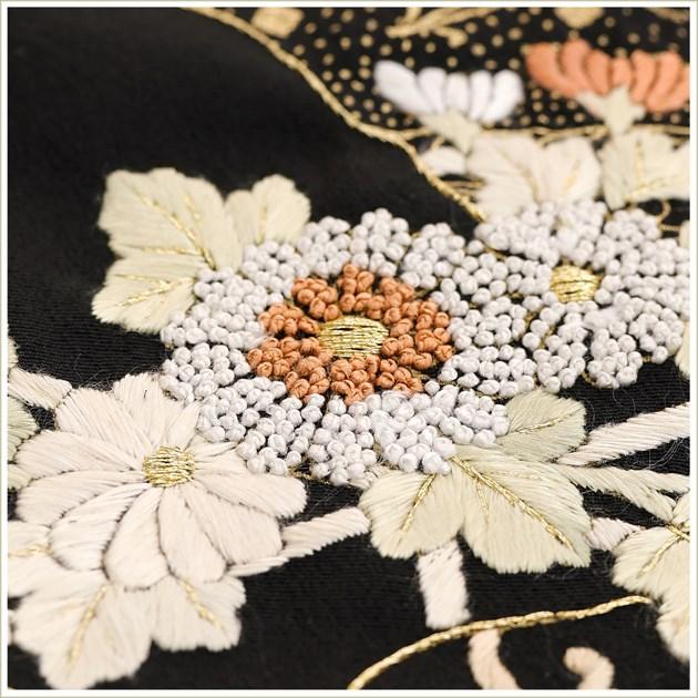 留袖レンタル 特選手刺繍 ts253 黒留袖 結婚式 母親 フルセット 留め袖