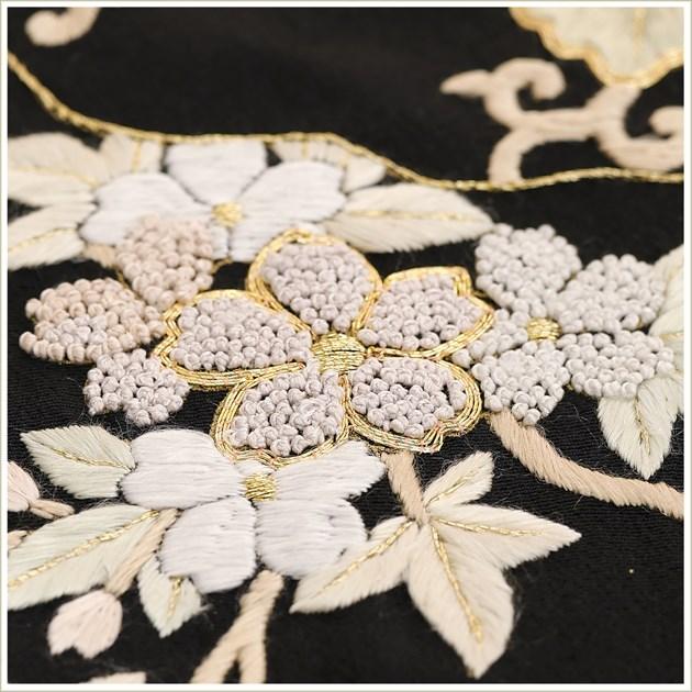 留袖レンタル 特選手刺繍 ts253 黒留袖 結婚式 母親 フルセット 留め袖