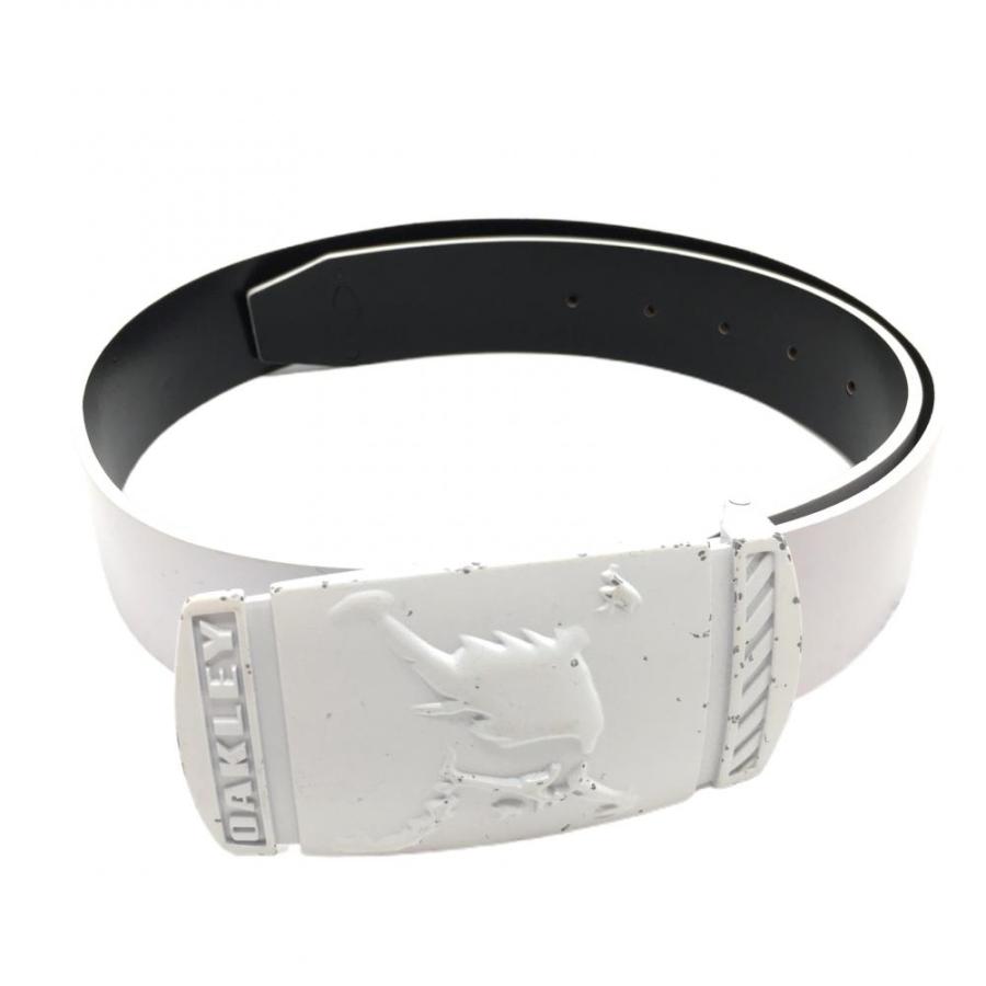 オークリー トップ式ベルト 白 スカルバックル メンズ ゴルフウェア