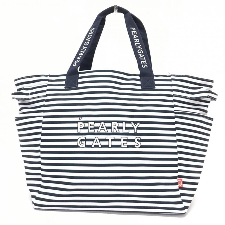 超美品】パーリーゲイツ ロッカーバッグ 白×ネイビー ボーダー ニコ