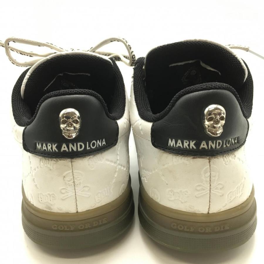 マークアンドロナ ゴルフシューズ 白×黒 スカル 地模様 レディース 23