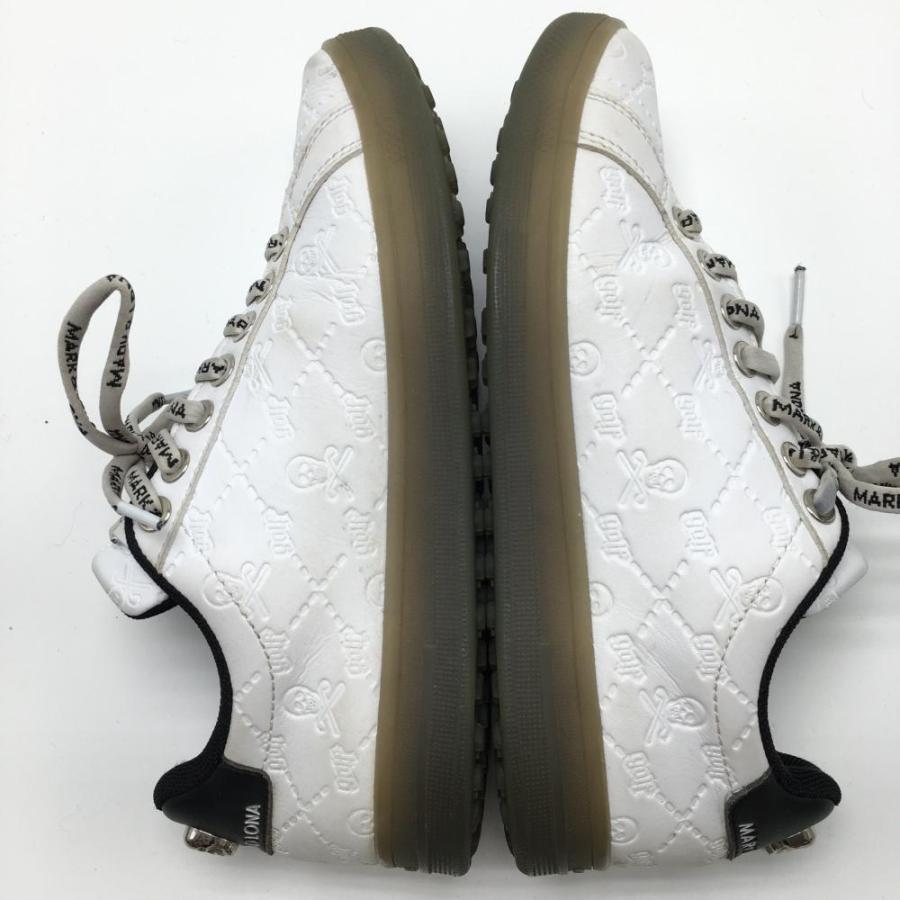 マークアンドロナ ゴルフシューズ 白×黒 スカル 地模様 レディース 23