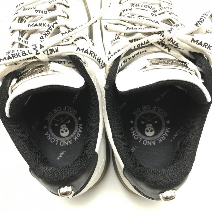 マークアンドロナ ゴルフシューズ 白×黒 スカル 地模様 レディース 23