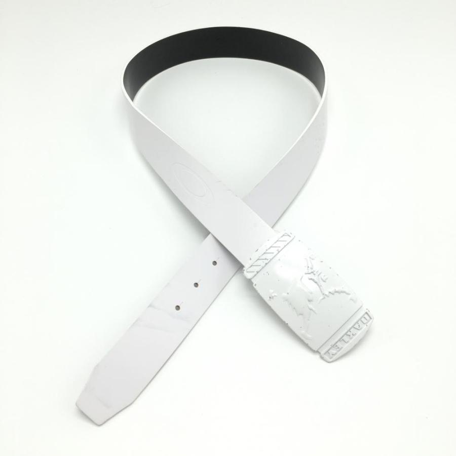 オークリー トップ式ベルト 白 スカルバックル メンズ ゴルフウェア