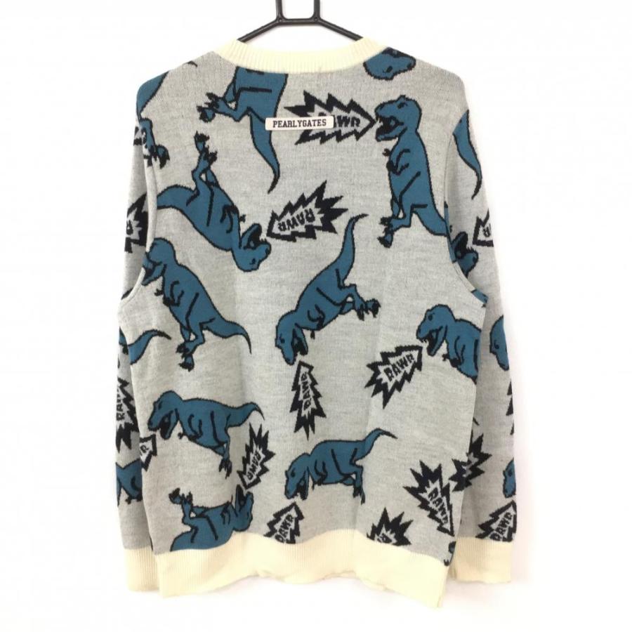 PEARLY GATES（パーリーゲイツ） セーター グレー×ブルーグリーン 恐竜