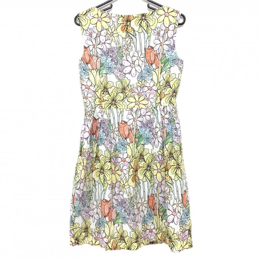 超美品】MOSCHINO モスキーノ ノースリーブワンピース 白×マルチカラー