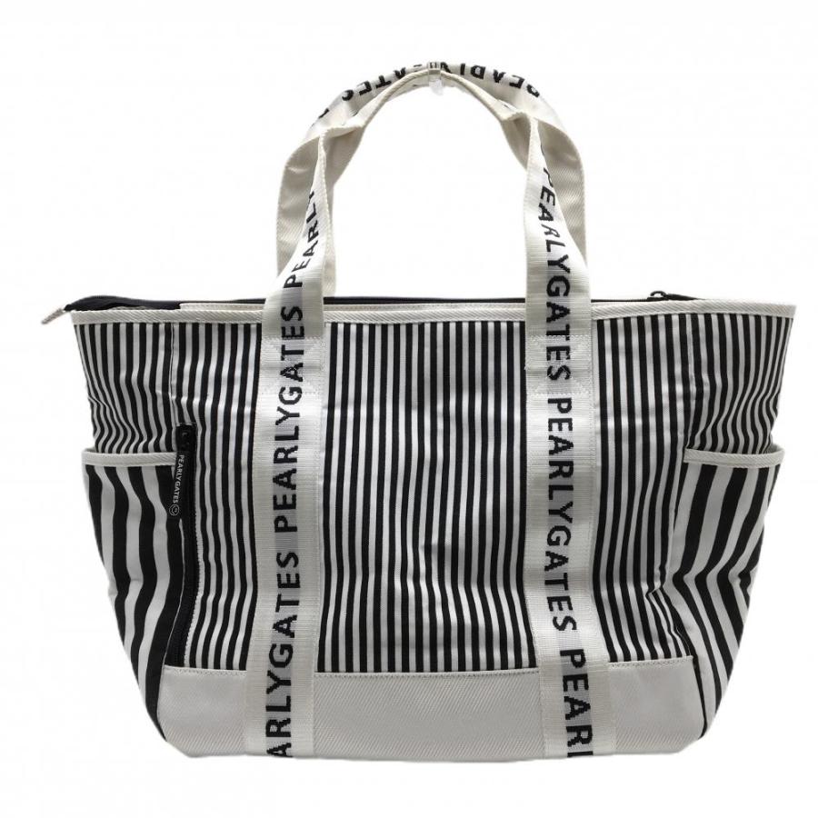 PEARLY GATES（パーリーゲイツ） ロッカーバッグ 白×黒 ストライプ