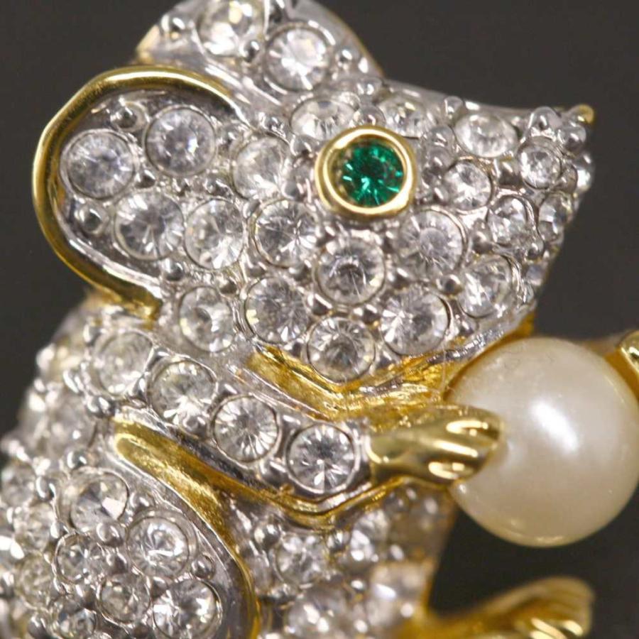 SWAROVSKI（スワロフスキー） ネズミモチーフブローチ・ピンタック