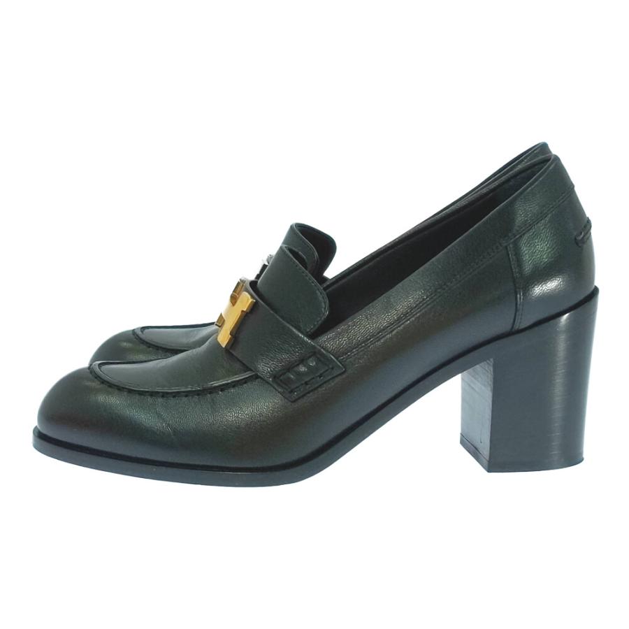 HERMES（エルメス） モカシンパリ・Hロゴ ゴールド金具 ローファー 靴