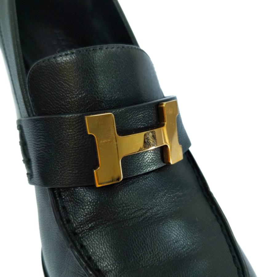 HERMES（エルメス） モカシンパリ・Hロゴ ゴールド金具 ローファー 靴
