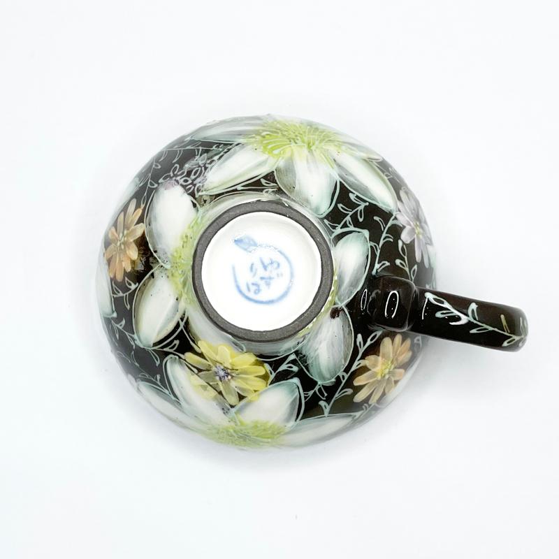 工房ゆずりは カップ＆ソーサー 白絵花 瀬戸焼 花柄 優しい感性 女性