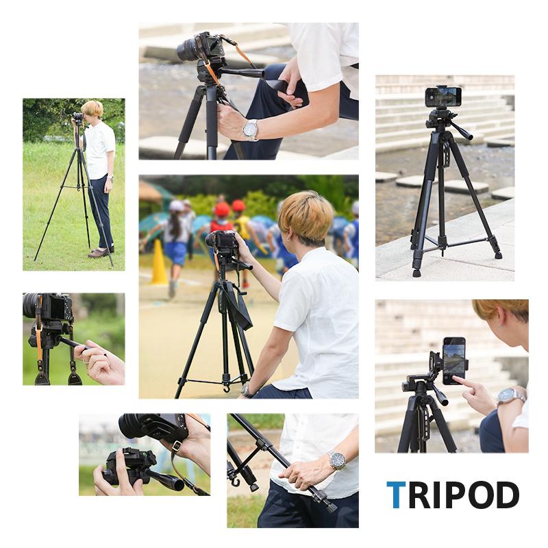 Yahoo1位】三脚 ビデオカメラ三脚 スマホ三脚 リモコン付き 収納袋付き