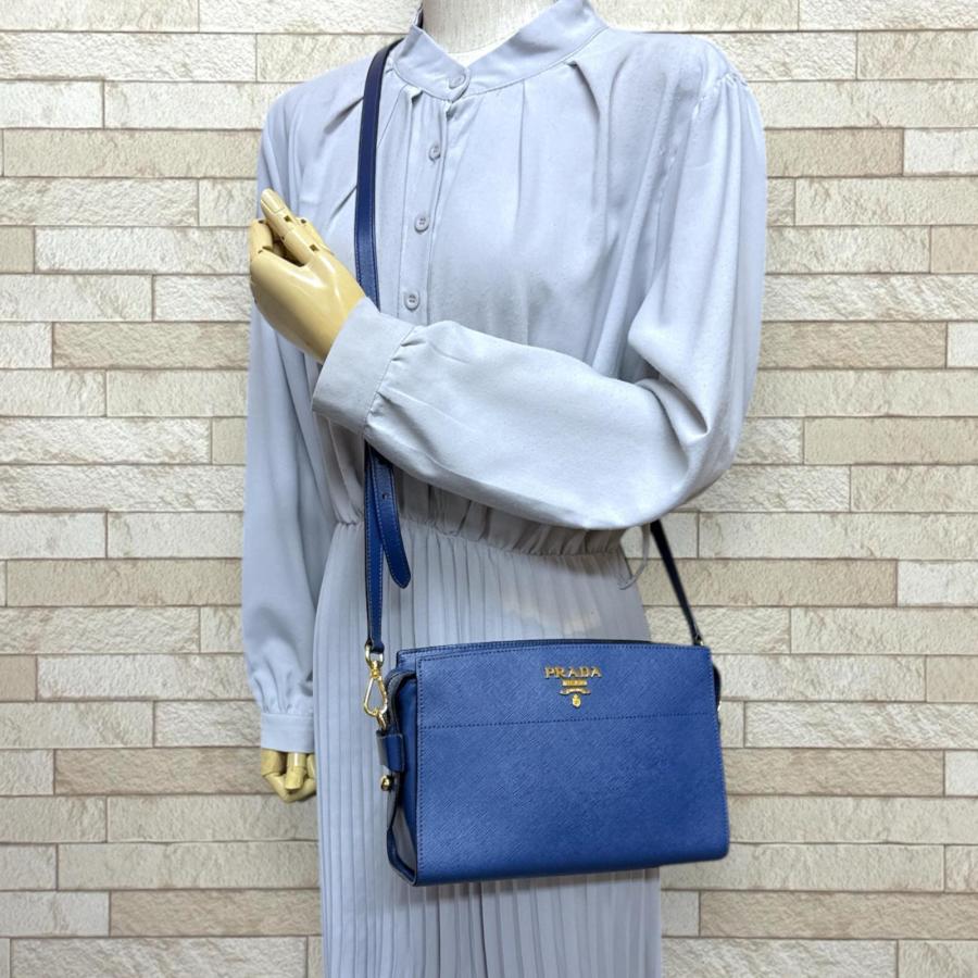 PRADA（プラダ） サフィアーノ ショルダーバッグ レザー 1BH104 ブルー