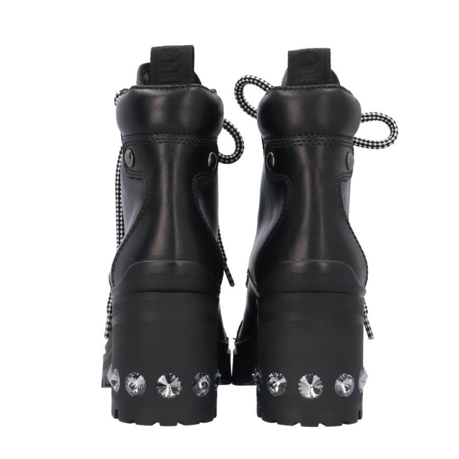miu miu（ミュウミュウ） レースアップ ブーツ レザー レディース 中古