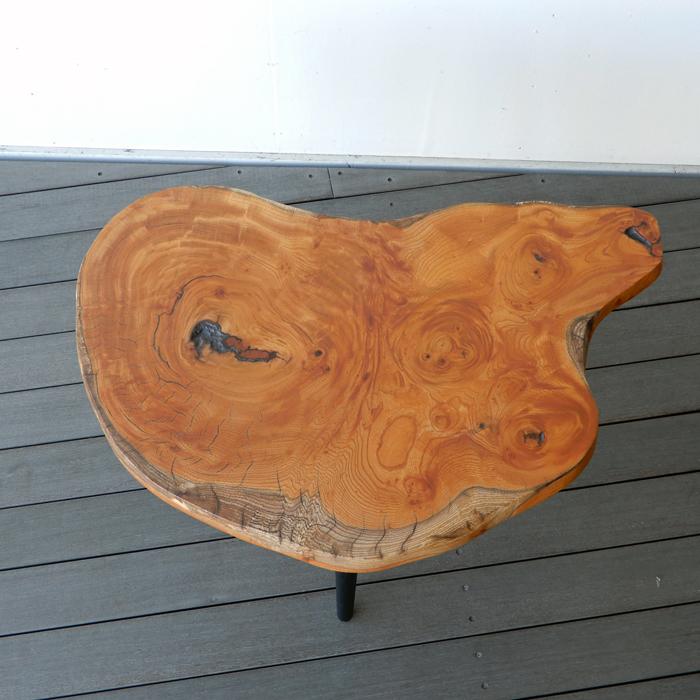 欅 けやき ケヤキ 一枚板 黒脚 サイドテーブル コーヒーテーブル