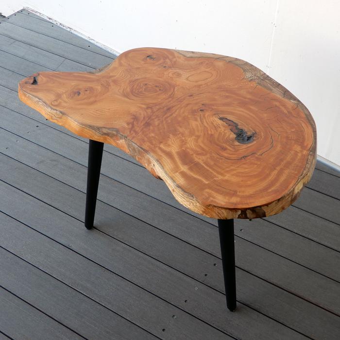 欅 けやき ケヤキ 一枚板 黒脚 サイドテーブル コーヒーテーブル