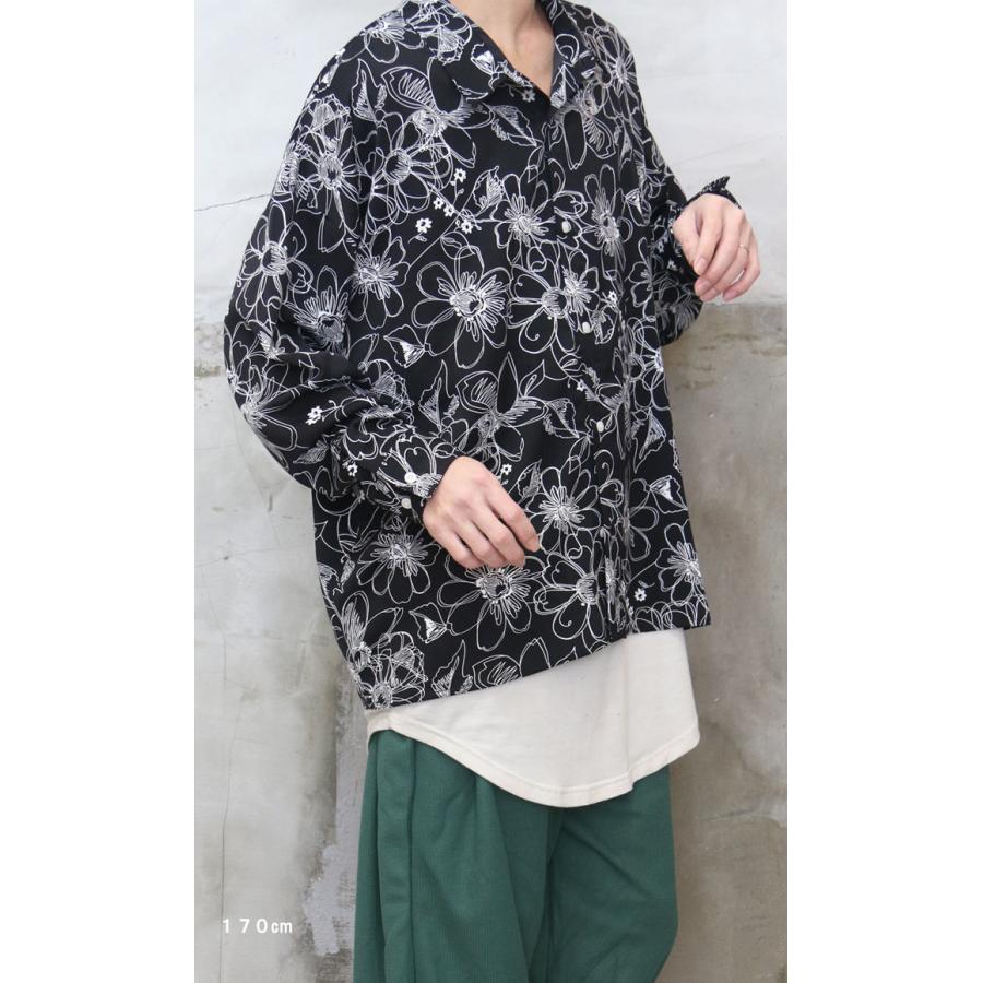 大人モードな花柄』SS!!花柄プリントビッグシャツ☆ [M便 1/1