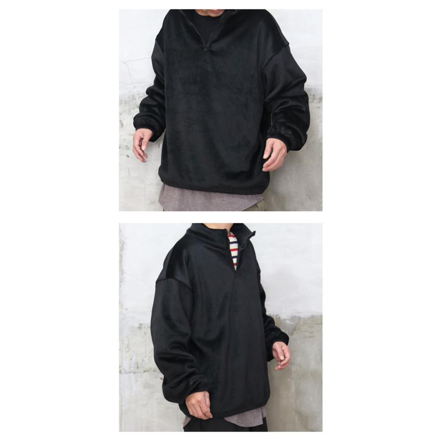 裏ボアハーフジップビッグトップス ハーフジップトレーナー 無地