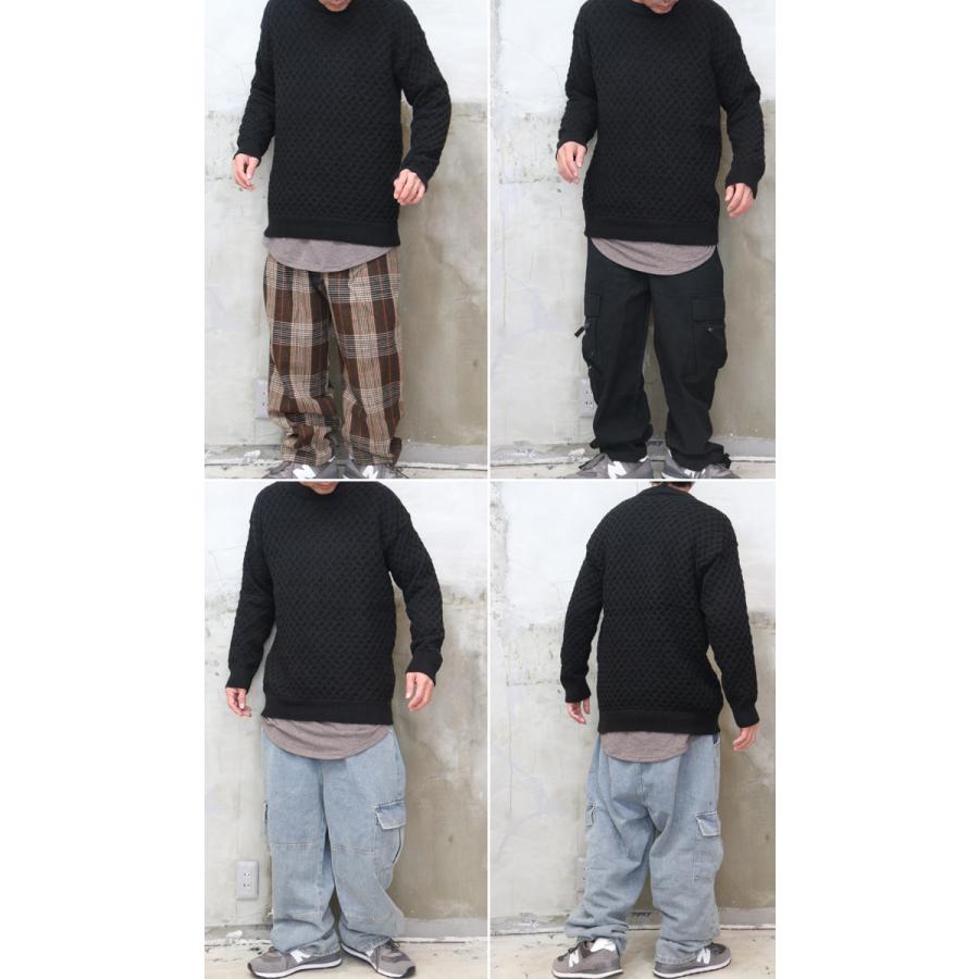 ハニカム編みニット メンズ 立体編みニット 立体ニット 3dニット 無地