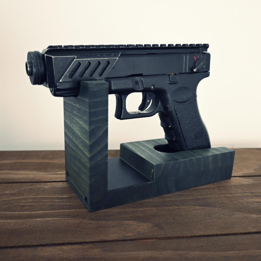 WOODWORKS ハンドガンスタンド 1丁掛 3個セット 木製 日本製