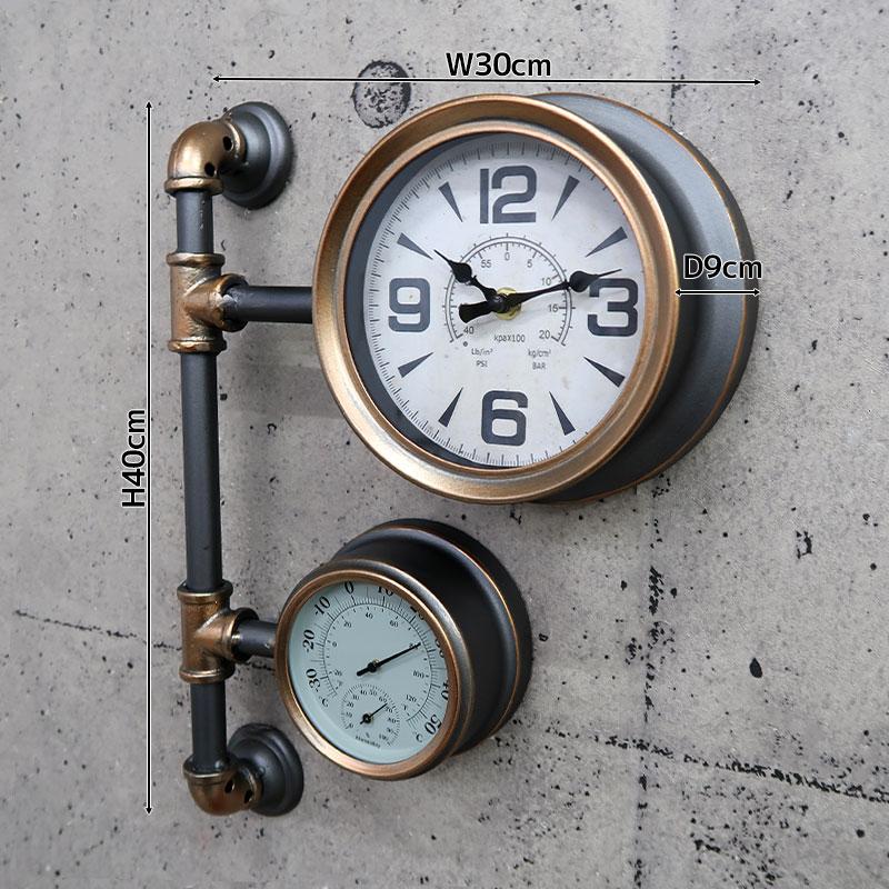 ウォールクロック 壁掛け時計 水道管 アンティーク インダストリアル
