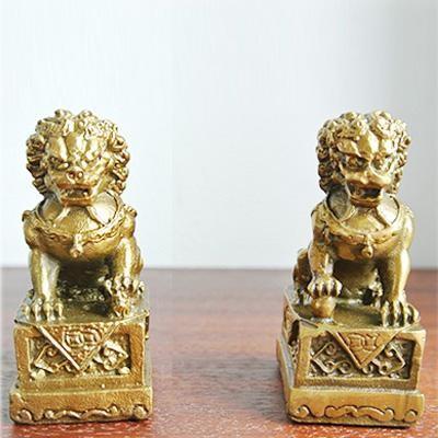 魔除け真鍮製の獅子の置物[2体セット]開運風水グッズ 風水置物 魔除け