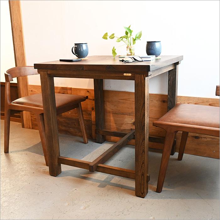 古材 総ケヤキ カフェテーブル ダイニングテーブル 2人用 アンティーク