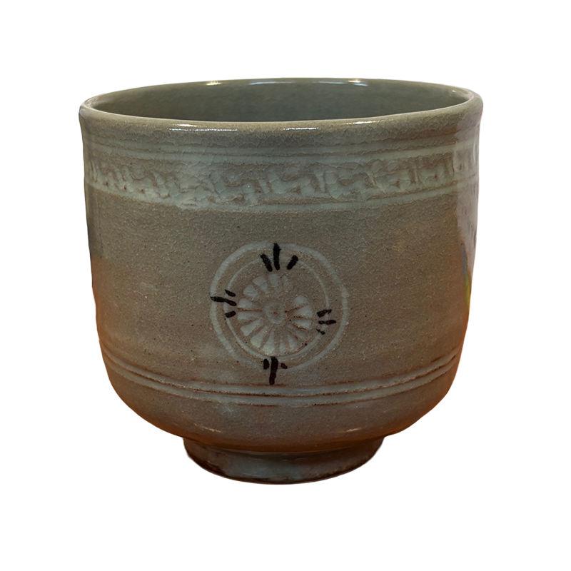 筒茶碗 青磁狂言袴 中村与平作 茶道具 茶道 冬茶碗 濃茶 薄茶 茶会 和