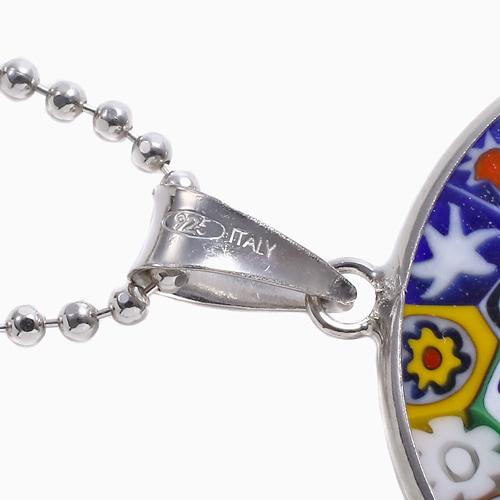 イタリア製/ベネチアンガラス ミレフィオリ・ペンダント26mm マルチ