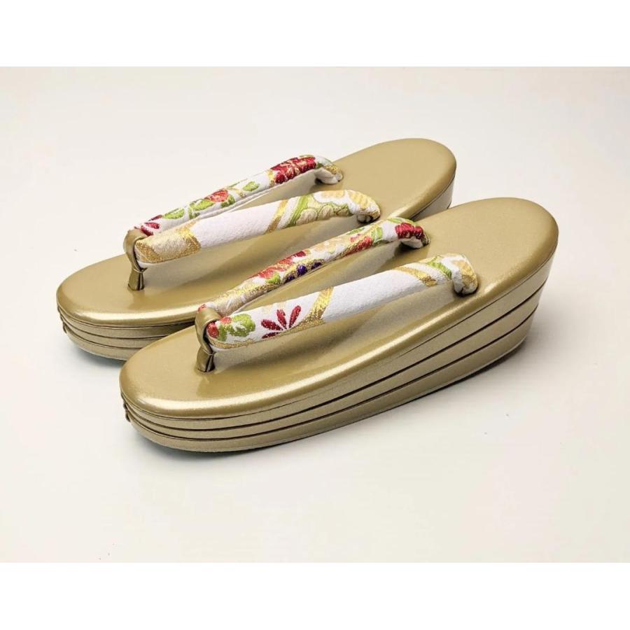 草履 バッグ セット 振袖用 帯地 ゴールド 3枚芯 フリーサイズ u52-2