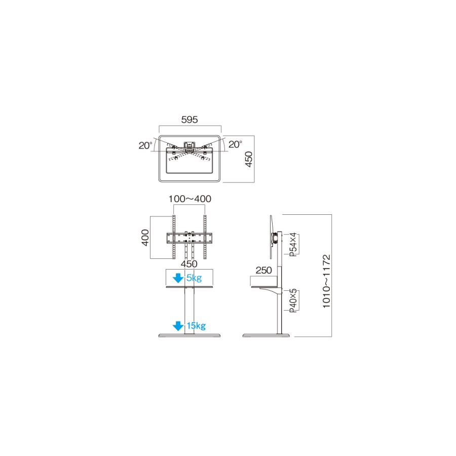 KF-363M 〜65V型対応 壁寄スタンド KF-300シリーズ TIMEZ HAYAMI