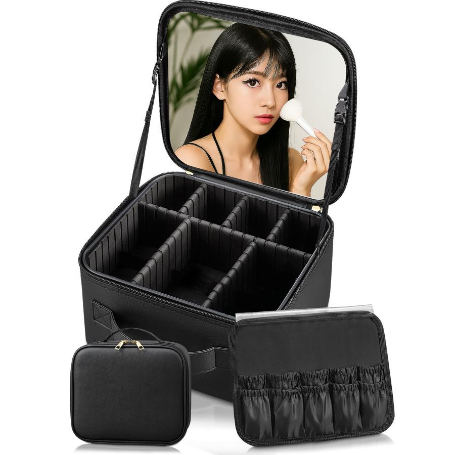 メイクボックス 鏡付き 大容量 美肌セラピスト監修 プロ仕様 ミラー