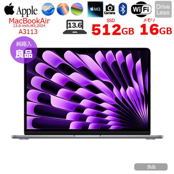 MacBook Pro 【中古パソコン】Apple Air 13.6inch MXCR3J/A A3113 2024