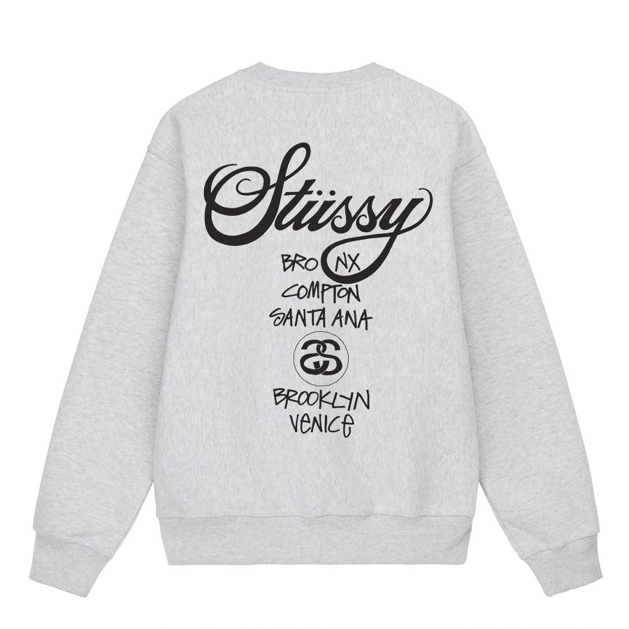 STUSSY ワールドツアー スウェット M ホワイト 定番 ゆるだぼ STUSSY